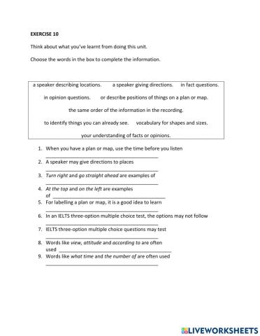 IE1, Unit 6, Listening, Exercise 10