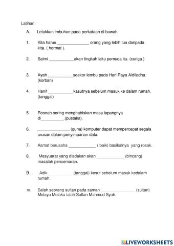 Latihan Kata Berimbuhan