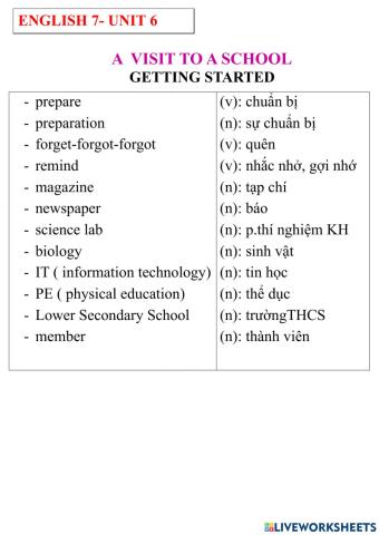 English 7- unit 6- getting started