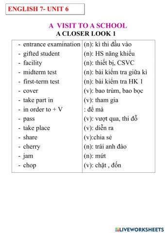 English 7- unit 6- a closer look 1