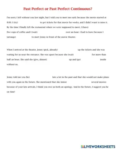 Past Perfect or Past Perfect Continuous