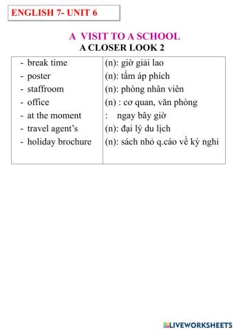 English 7- unit 6- a closer look 2