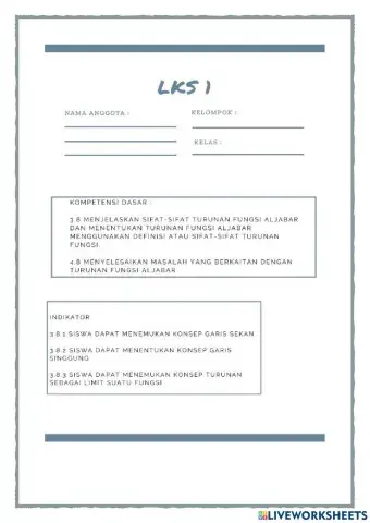 Turunan  Fungsi Aljabar