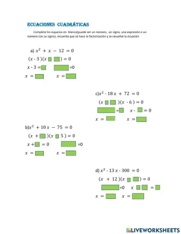 Ecuaciones cuadráticas
