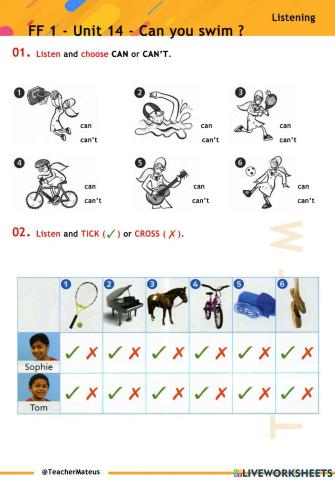 FF 1 - Unit 14 - Can you swim ? - Listening