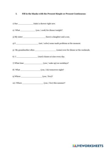 Present tense simple and continuous