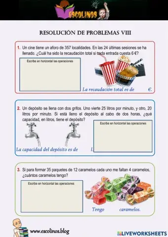 Matemáticas 5º. Resolución de problemas VIII
