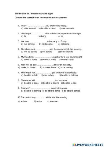 Will be able to and modal verbs might and may