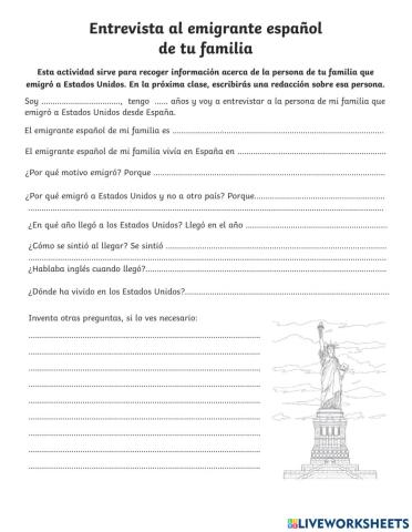 Entrevista al emigrante de tu familia