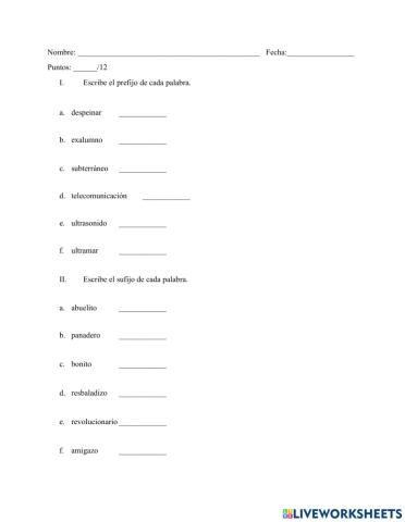 Sufijo y Prefijo