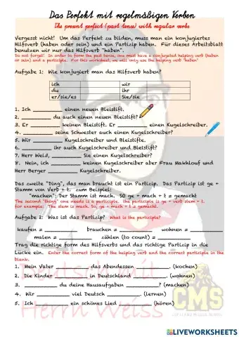 Das Perfekt mit regelmäßigen Verben