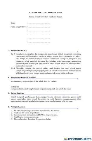 Jumlah dan Selisih Sudut Tangen