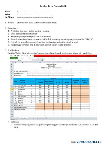 Tabel pada Microsoft Excel