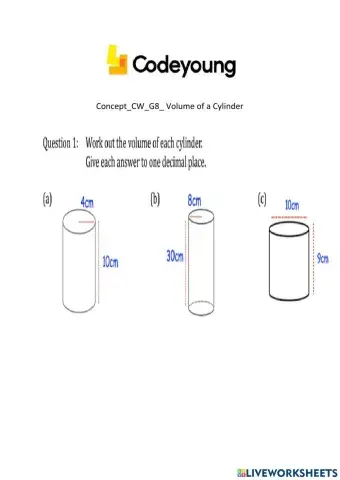 Concept-CW-G8- Volume of a Cylinder