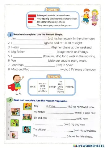 Smart Junior 4 Present Simple & Present Continuous