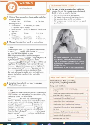 Focus one Unit 1 Writing workbook