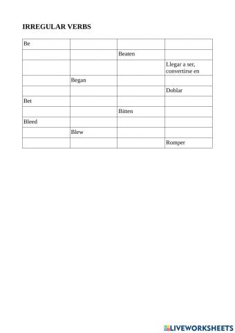 Irregular verbs