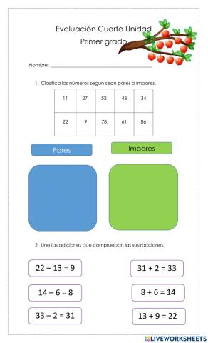 Evaluación Matemáticas