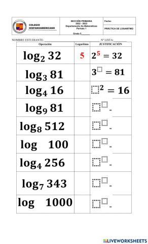 Logaritmación de números naturales