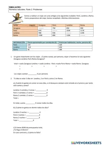 Problemas números naturales