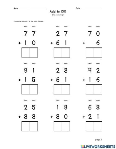 Adding double digits no carrying (2)