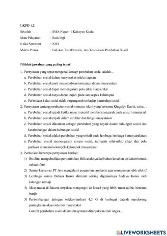 LKPD 1.2 Evaluasi Pembelajaran Sosiologi