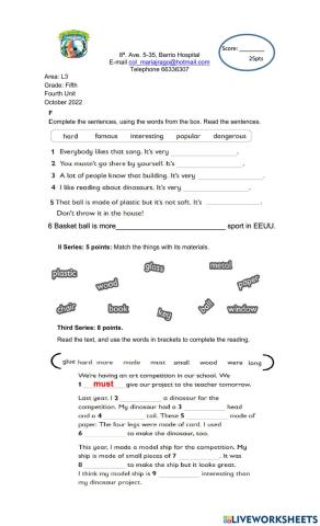Test Fifth Grade