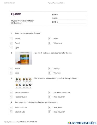 Physical Properties of Matter