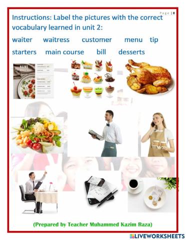 Eating out vocabulary