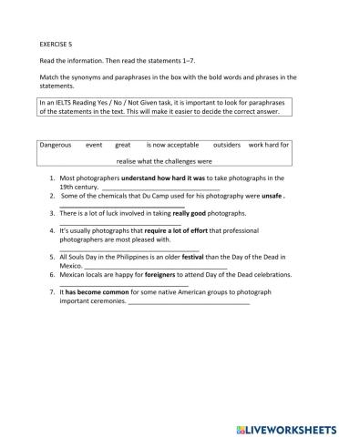IE1, Unit 6, Reading, Exercise 5
