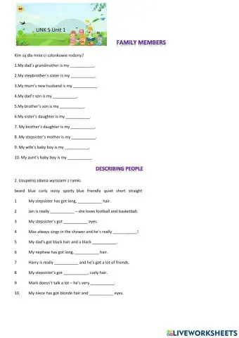 Family members Link 5 Unit 1