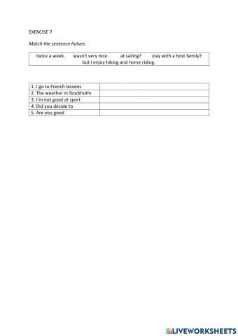 IE0, Unit 4, Grammar and Vocabulary, Exercise 7
