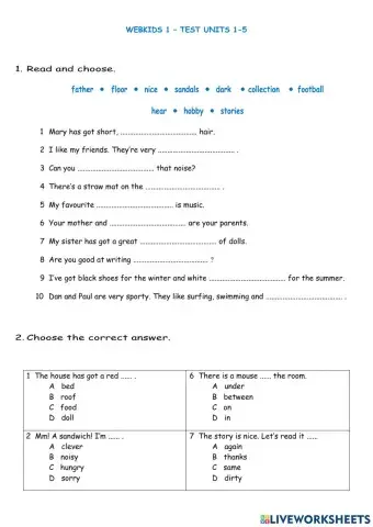 Webkids 1 - Test 1 - Units 1-5