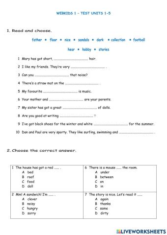 Webkids 1 - Test 1 - Units 1-5