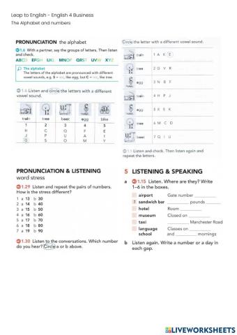 Listening Activity - The alphabet and numbers