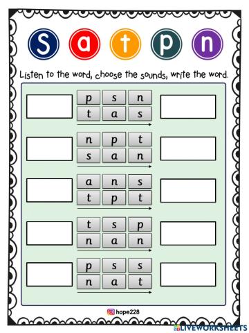 Phonics Revision (s, a, t, p, n)