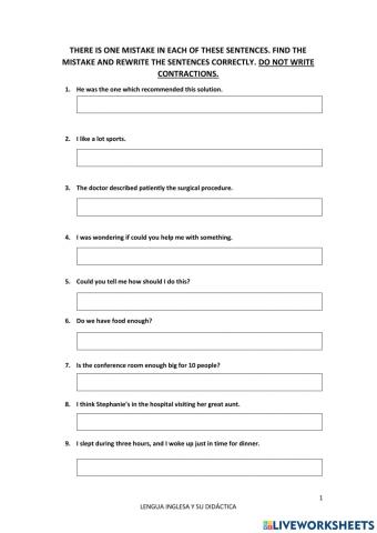 Correct the mistakes