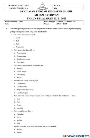 Soal PTS Ganjil SBdP kls 4 2022-2023