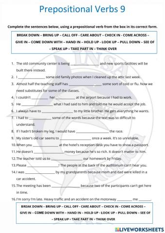 Prepositional Verbs 9