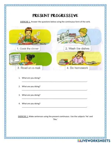 Present progressive worksheet