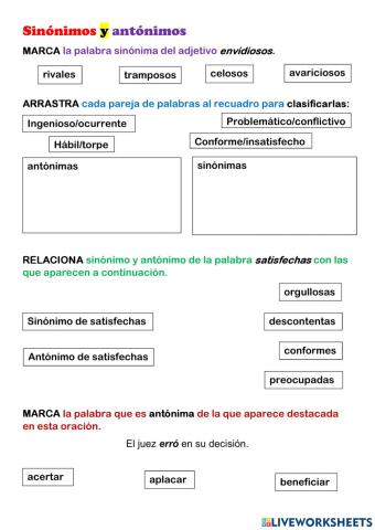 Sinónimos y antónimos