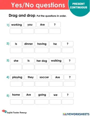 Yes no questions present continuous