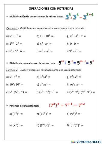 Operaciones con Potencias