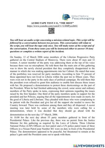 Audio tape test - 11, “the riot”