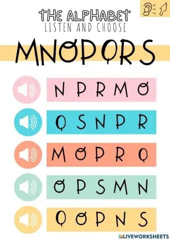 Alphabet from M to S