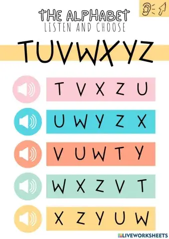 Alphabet from T to Z