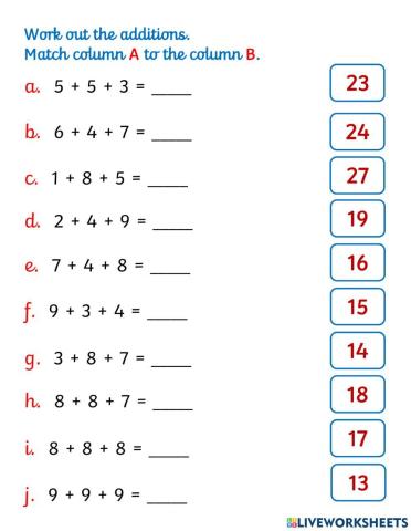 Addition of three 1-digit numbers