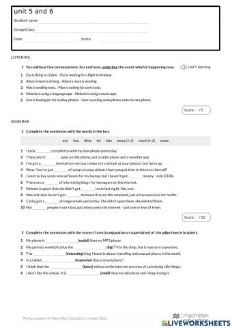 Optimise 2 Units 5 and 6 exam