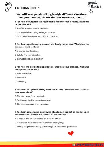 Listening test 9