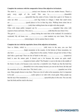 Superlative and comparative adjectives A2+